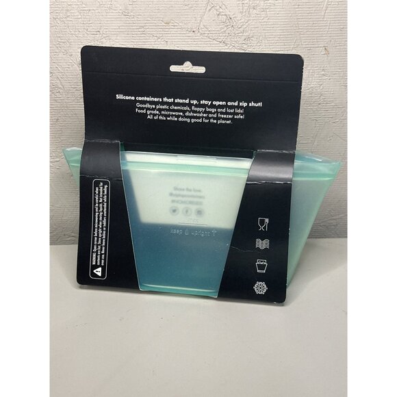 Zip Top Large Dish 32 Oz Teal Silicone Reusable Container - Picture 3 of 3